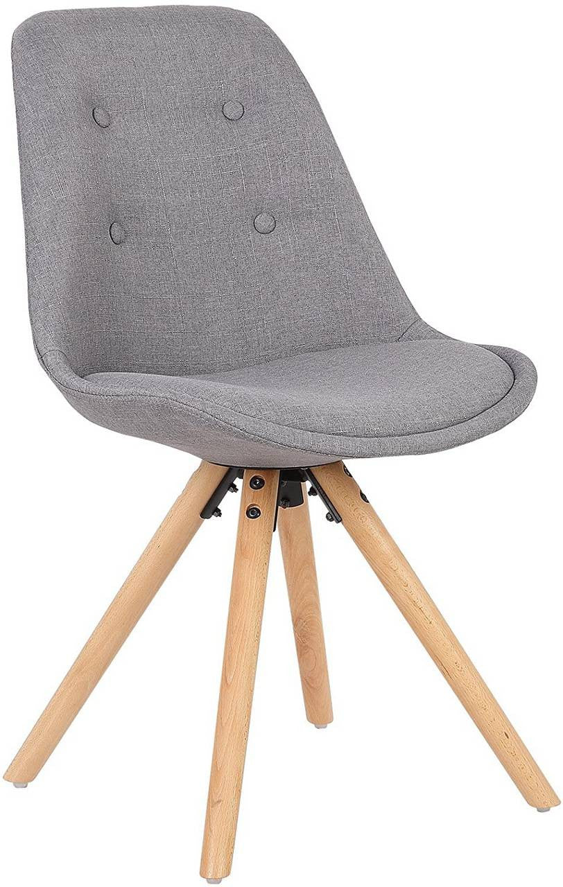 24goodz Dining Chair - Ergonomic Comfort - Durable Wooden Frame - Linen - For Home & Office - Grey