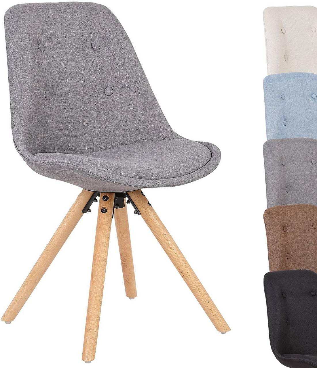 24goodz Dining Chair - Ergonomic Comfort - Durable Wooden Frame - Linen - For Home & Office - Grey