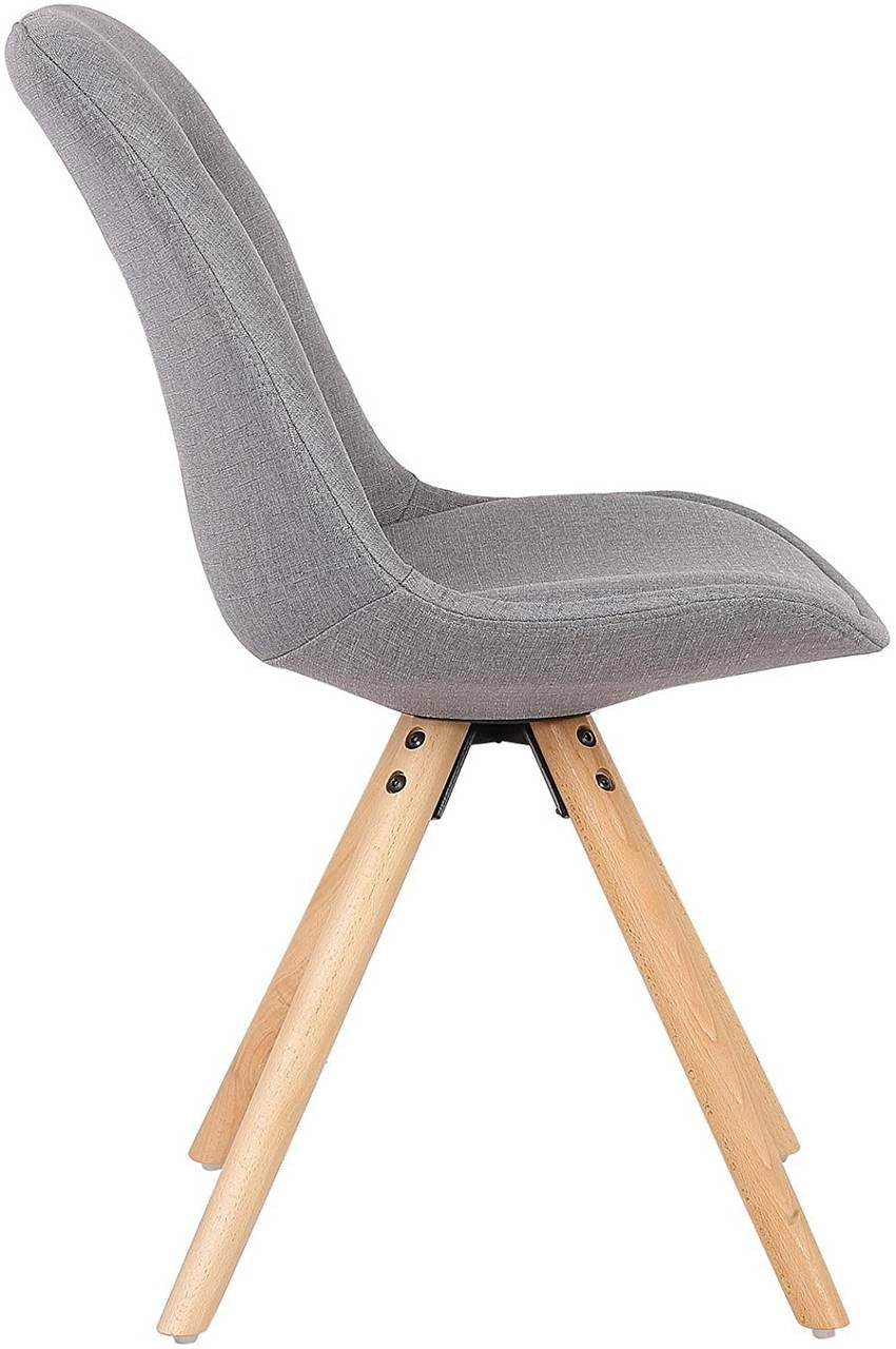 24goodz Dining Chair - Ergonomic Comfort - Durable Wooden Frame - Linen - For Home & Office - Grey