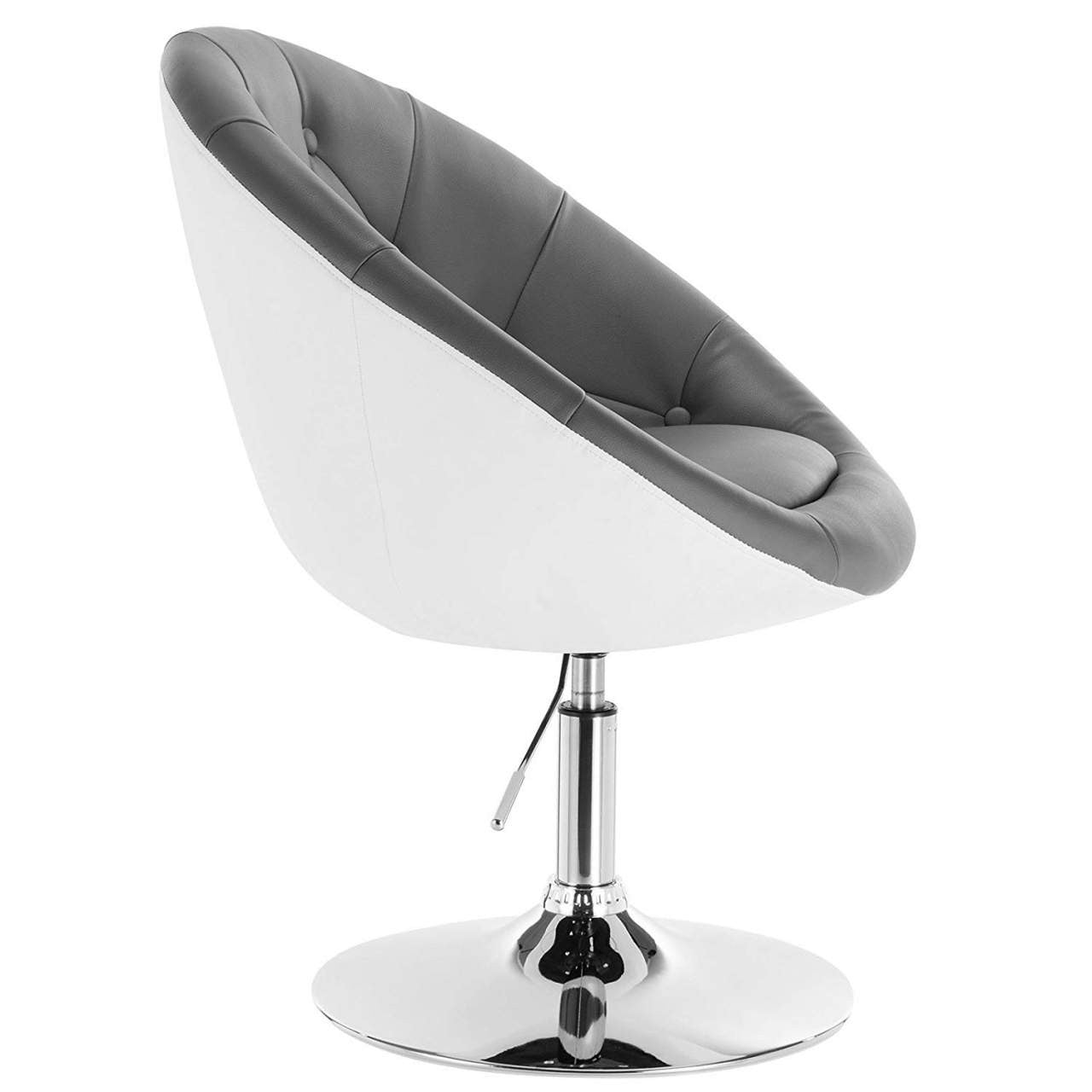 24goodz Lounge Chair with Armrests - Comfortable Design - Ergonomic Principles - Faux Leather - Grey/White - grw