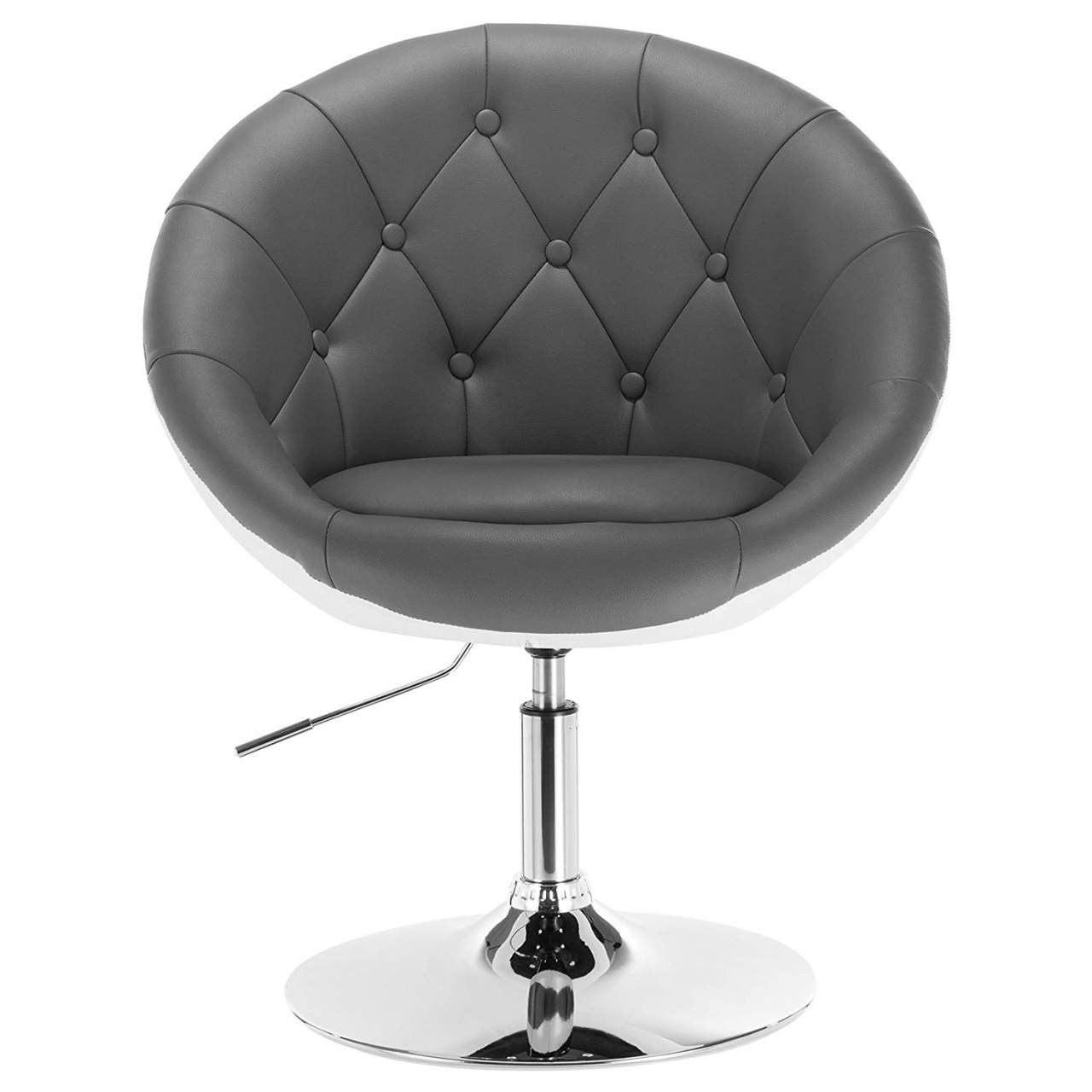 24goodz Lounge Chair with Armrests - Comfortable Design - Ergonomic Principles - Faux Leather - Grey/White - grw