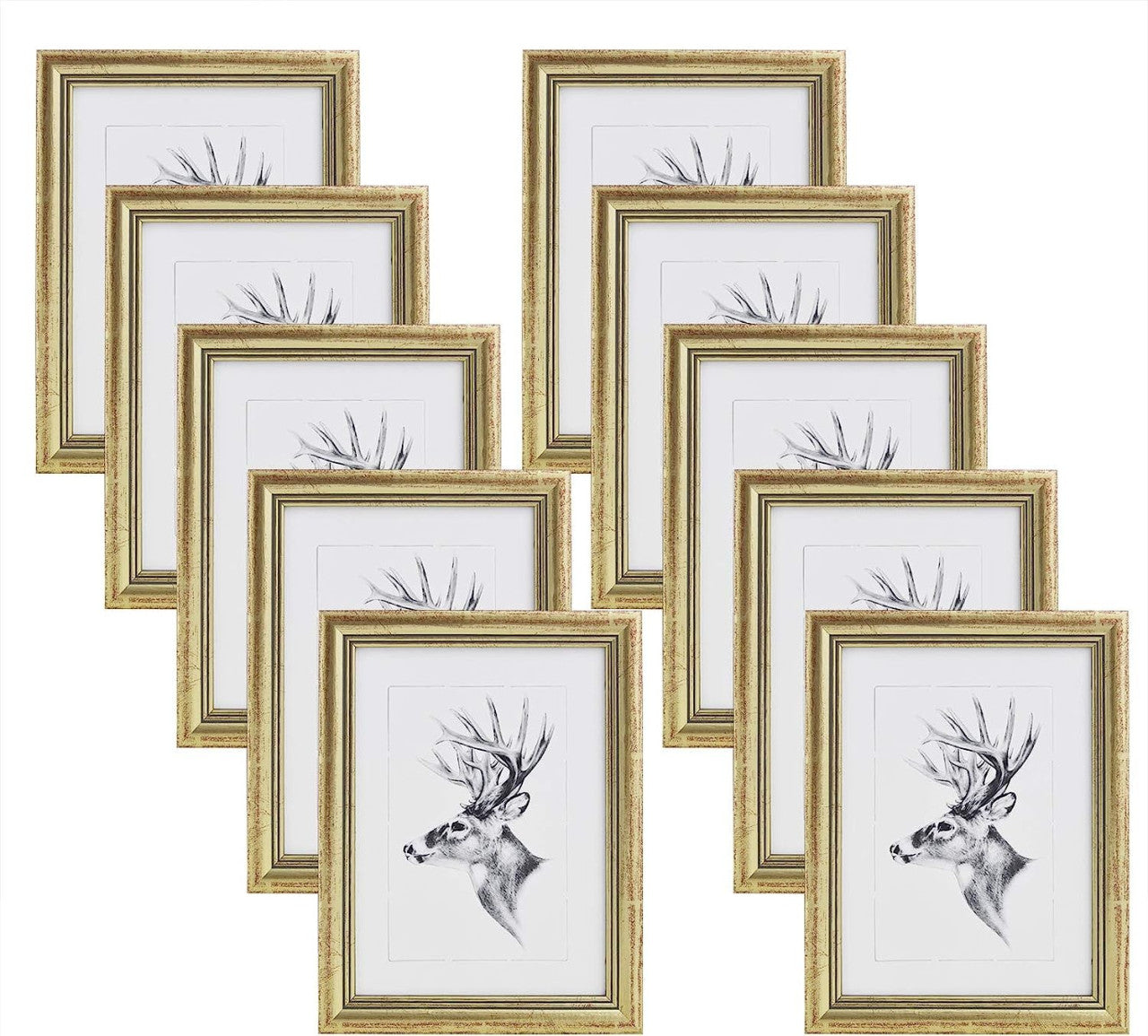 24goodz Set of 10 Photo Frames - Durable Solid Wood - Versatile Hanging and Standing Options - Solid Wood + Glass - For Home Decor - White/Black/Silver/Gold/Grey/Brown/Natural