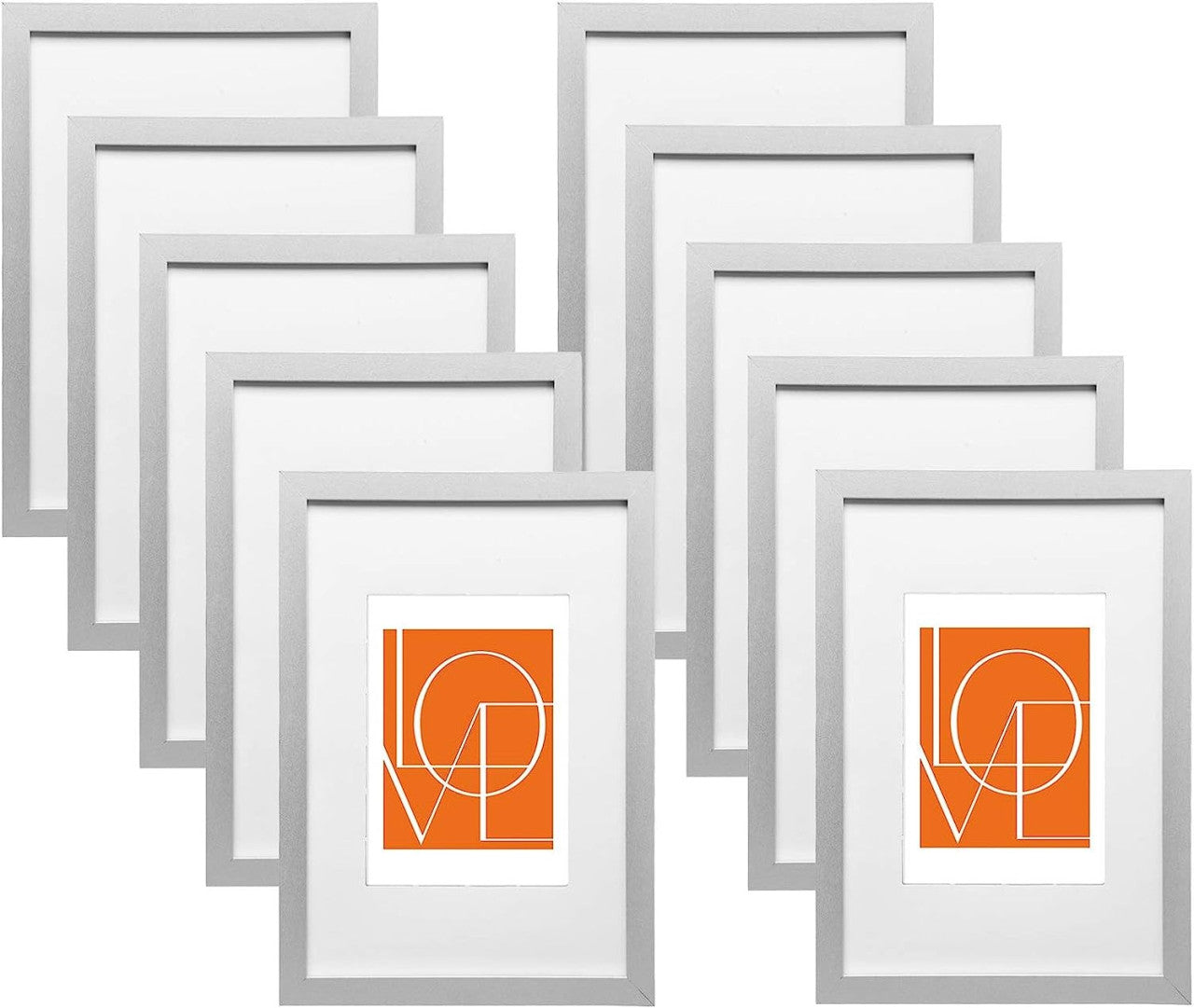 24goodz Set of 10 Photo Frames - Versatile Sizes for Every Memory - Durable MDF - For Home Decor - Silver - sb