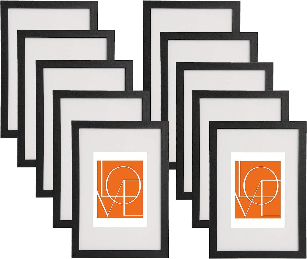 24goodz Set of 10 Photo Frames - Versatile Sizes for Every Memory - Durable MDF with Plexiglass - For Everyone - Black - sz