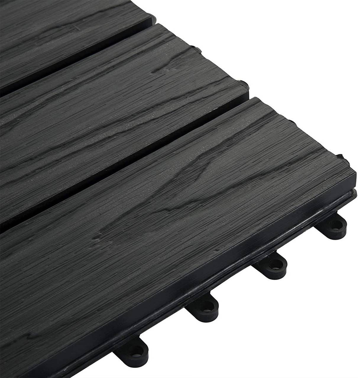 24goodz Set of 11 WPC Balcony Tiles - UV-Resistant and Moisture-Repellent - WPC - For Outdoor and Indoor Use - Anthracite