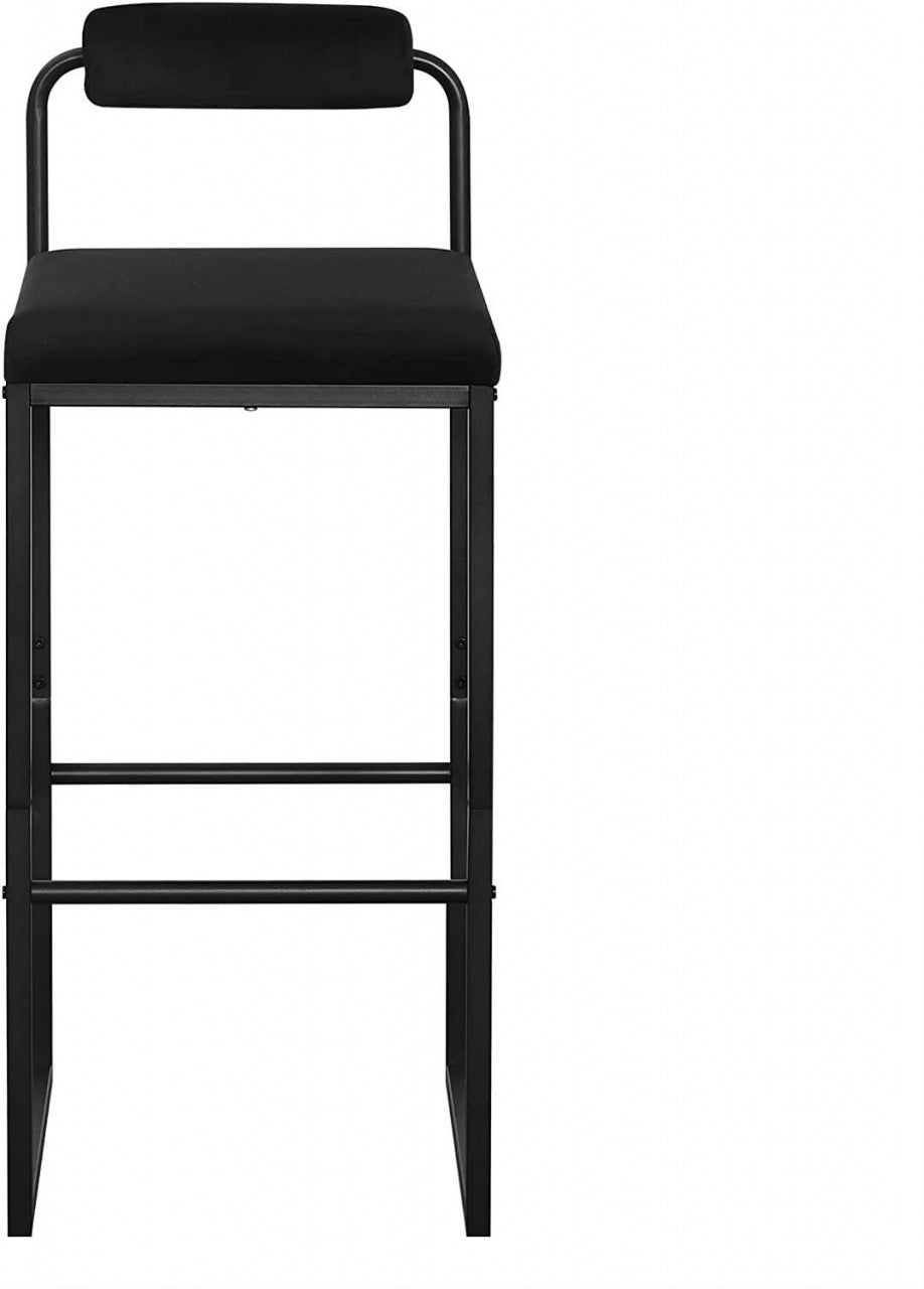 24goodz Velvet Bar Stool with Footrest - Comfortable and Ergonomic Design - Velvet and Metal - For Kitchen and Dining - Black - sz
