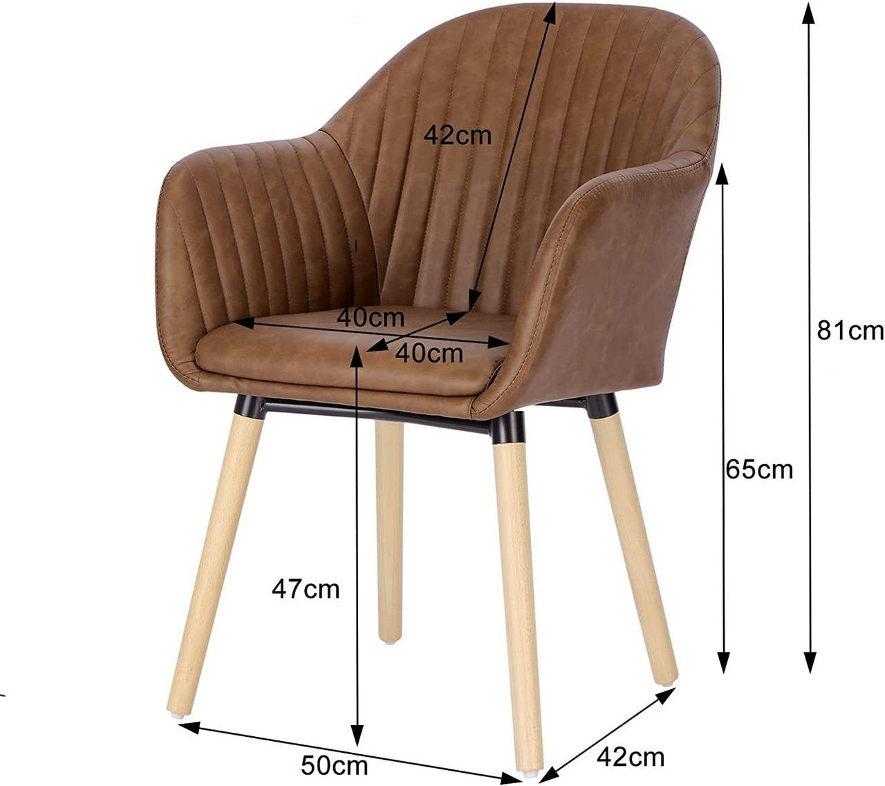 24goodz Upholstered Dining Chairs - Ergonomic Support - Durable Design - Faux Leather - For Every Room - Brown