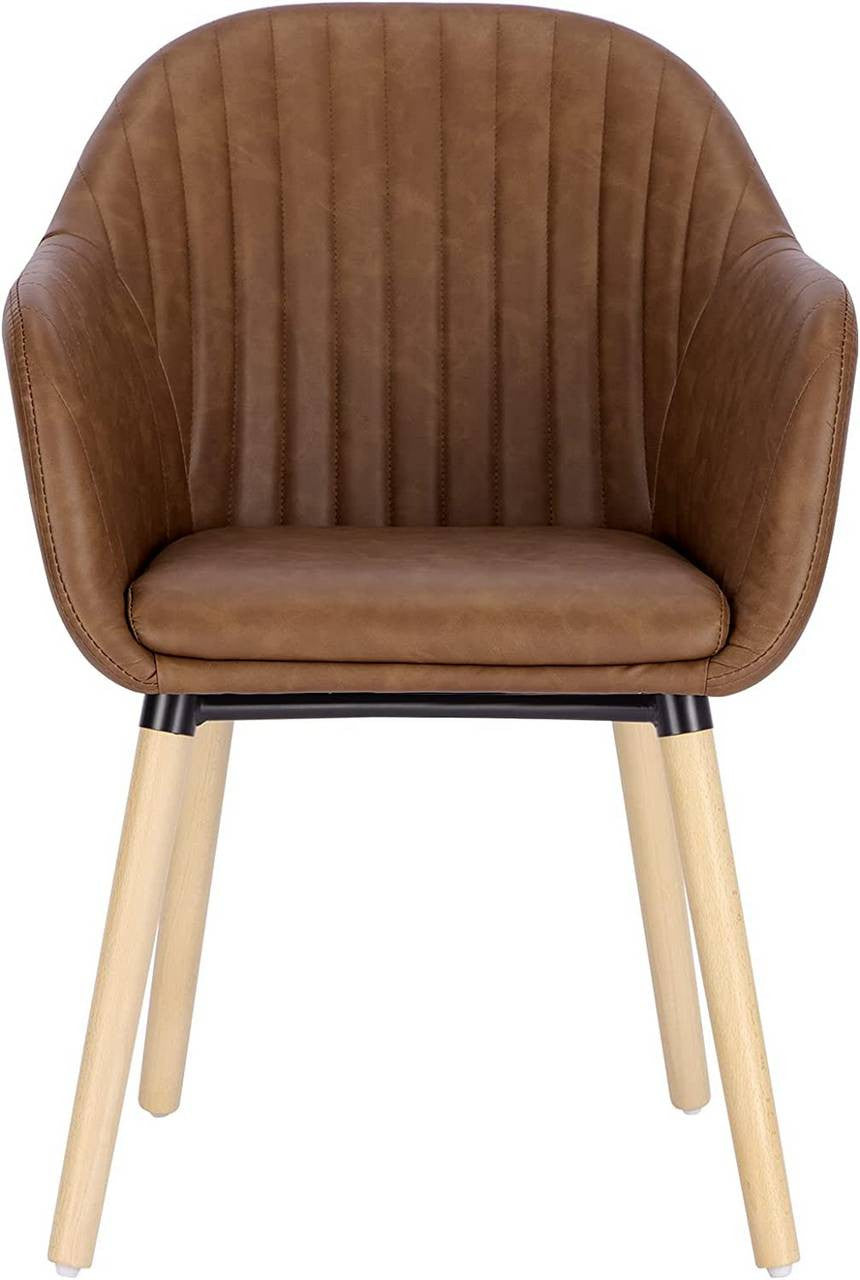 24goodz Upholstered Dining Chairs - Ergonomic Support - Durable Design - Faux Leather - For Every Room - Brown
