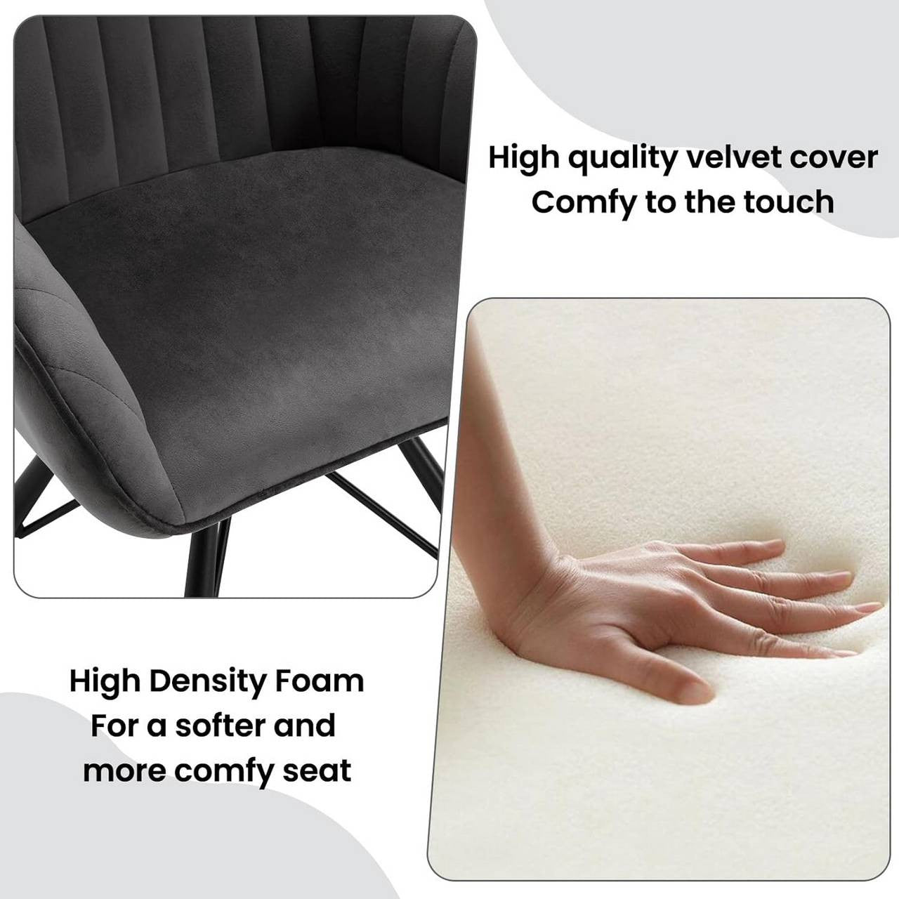 24goodz Swivel Dining Chairs Set of 2 - 360-Degree Rotatable - Soft Velvet Upholstery - Dark Grey