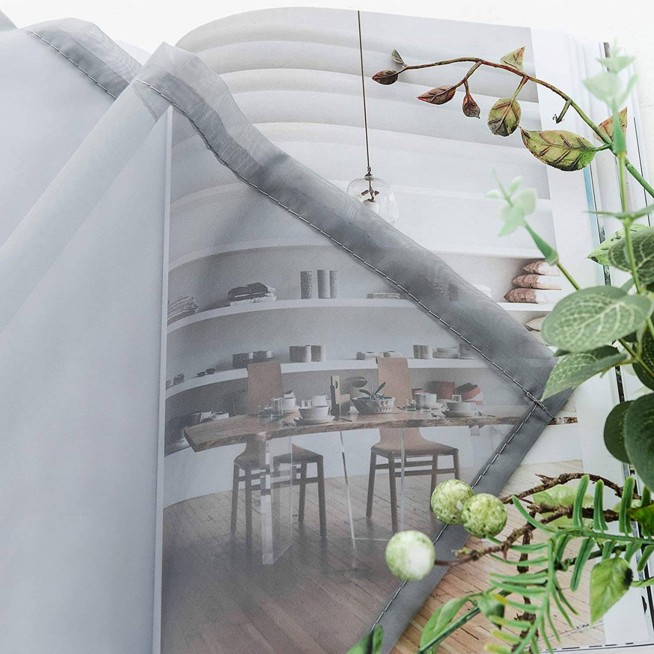 24goodz Sheer Curtains with Ruffles - Elegant and Breathable - 100% Polyester - For Living Rooms and Bedrooms - Grey - 140x245 cm