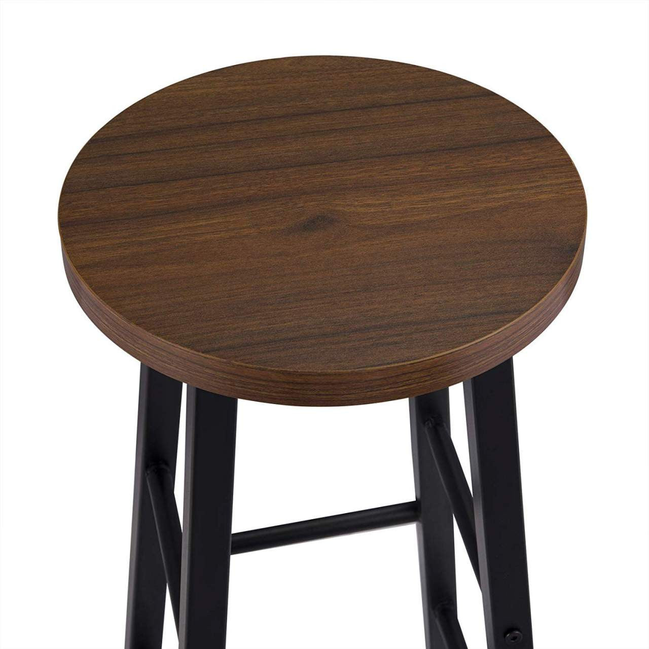 24goodz Bistro Stool Set - Sturdy and Durable Design - Easy to Clean - MDF and Steel - For Home and Commercial Use - Dark Beech - dc
