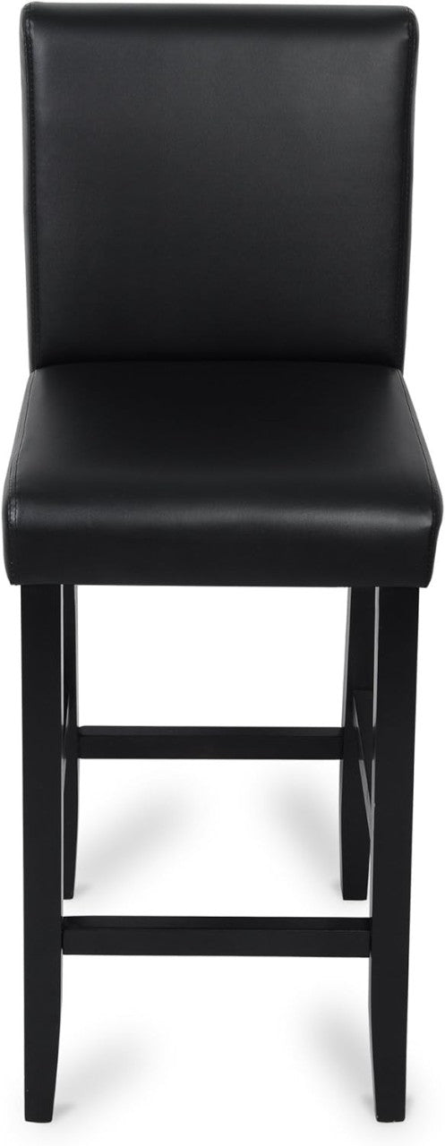 24goodz Set of 2 Bar Stools with Backrest - Ergonomic Comfort - Sturdy Structure - Faux Leather - Black/Gray - sz