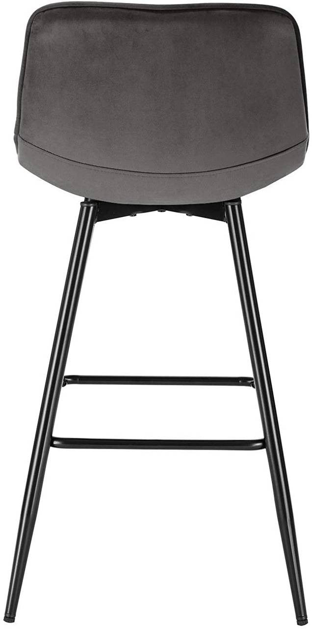 24goodz Velvet Bar Stool Set of 2 - Comfortable & Ergonomic - Sturdy and Robust - Velvet - For Home Use - Dark Grey/Black - dgr