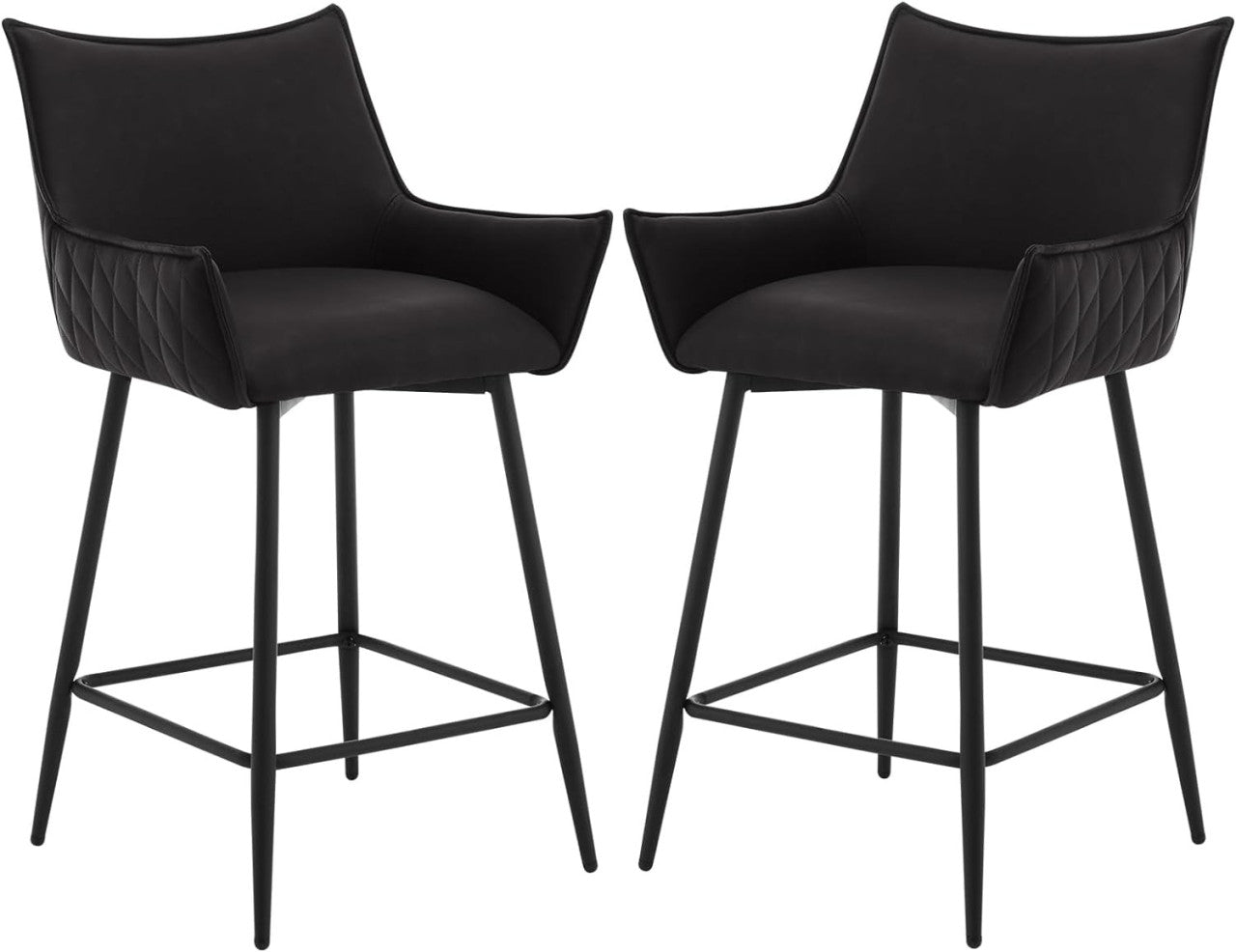 24goodz Vintage Bar Stool with Backrest and Armrests - Ergonomic Comfort - Sturdy Metal Frame - Vintage Faux Leather - Grey/Brown - 51 x 90 x 49 cm