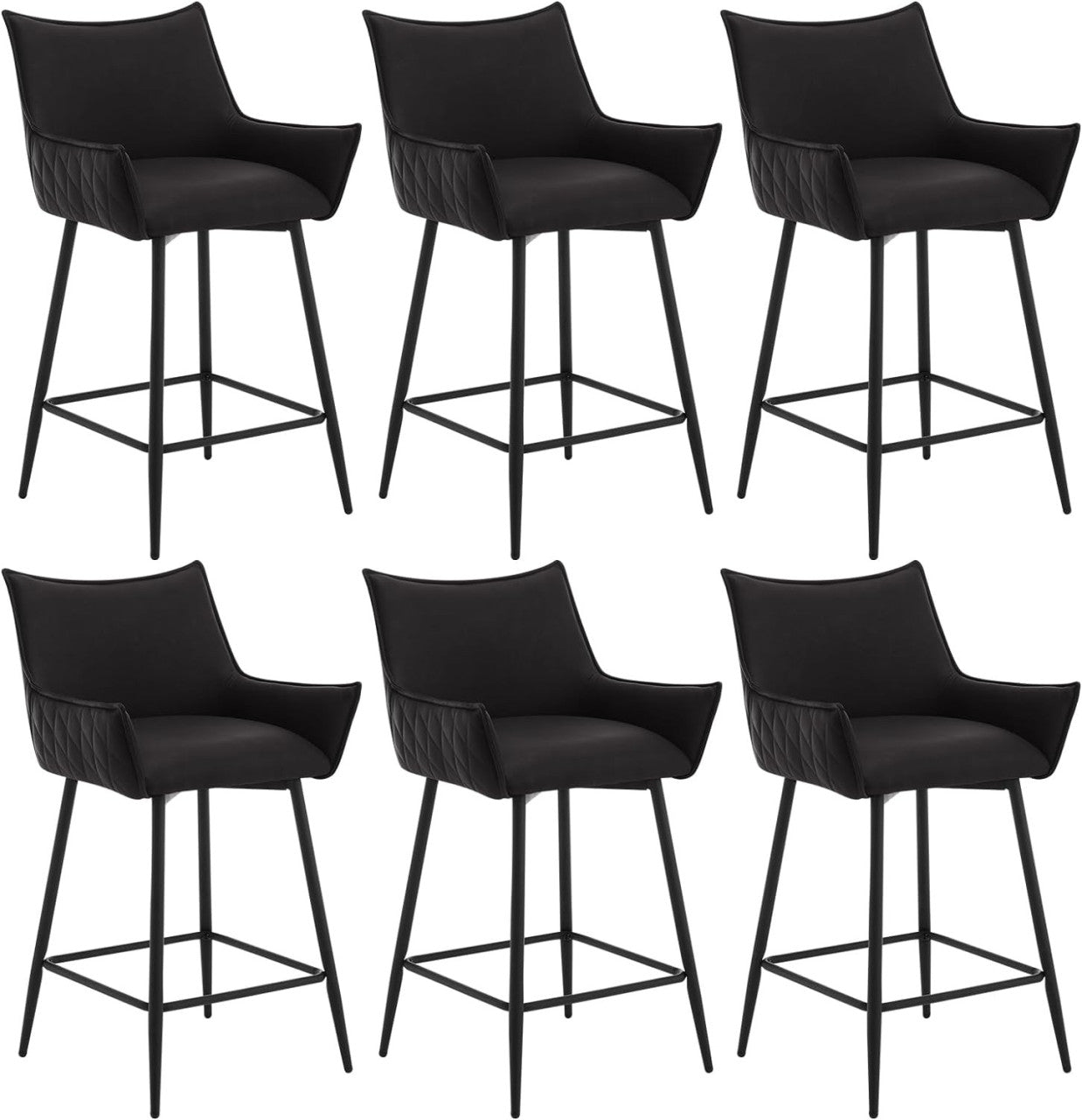 24goodz Vintage Bar Stool with Backrest - Ergonomic Comfort - Sturdy Metal Frame - Vintage Faux Leather - For Home & Kitchen - Anthracite