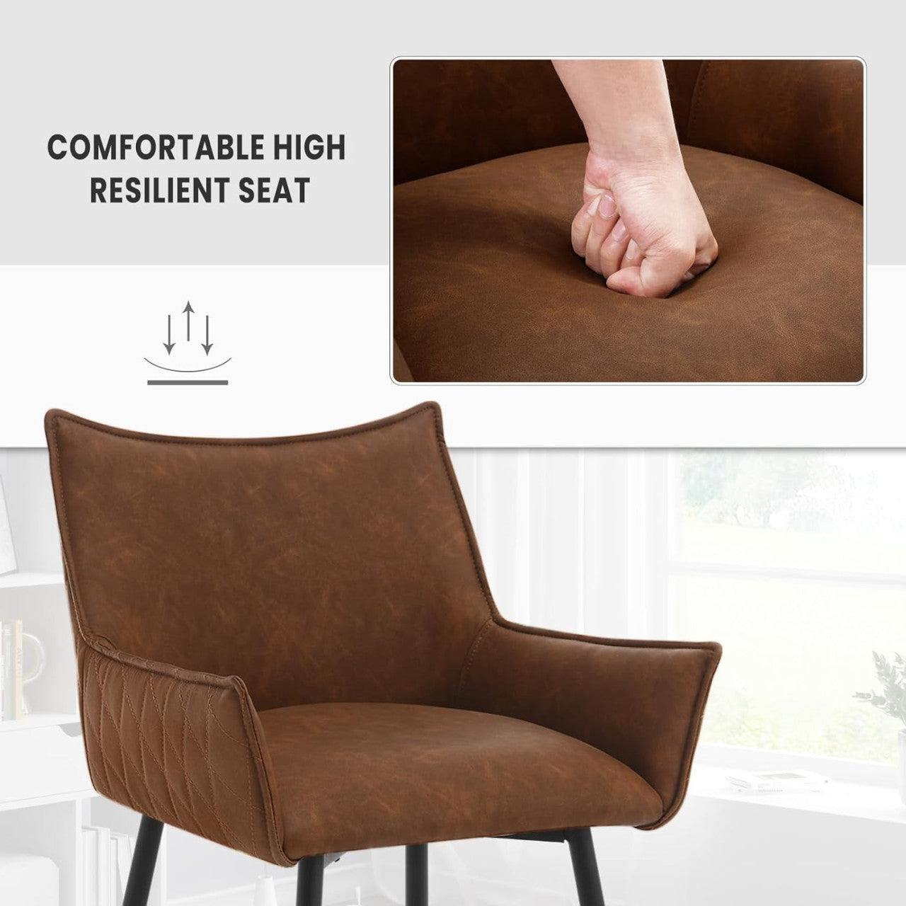 24goodz Vintage Bar Stool with Backrest - Comfortable Ergonomic Design - Vintage Faux Leather - For Home Bars and Kitchens - Dark Brown