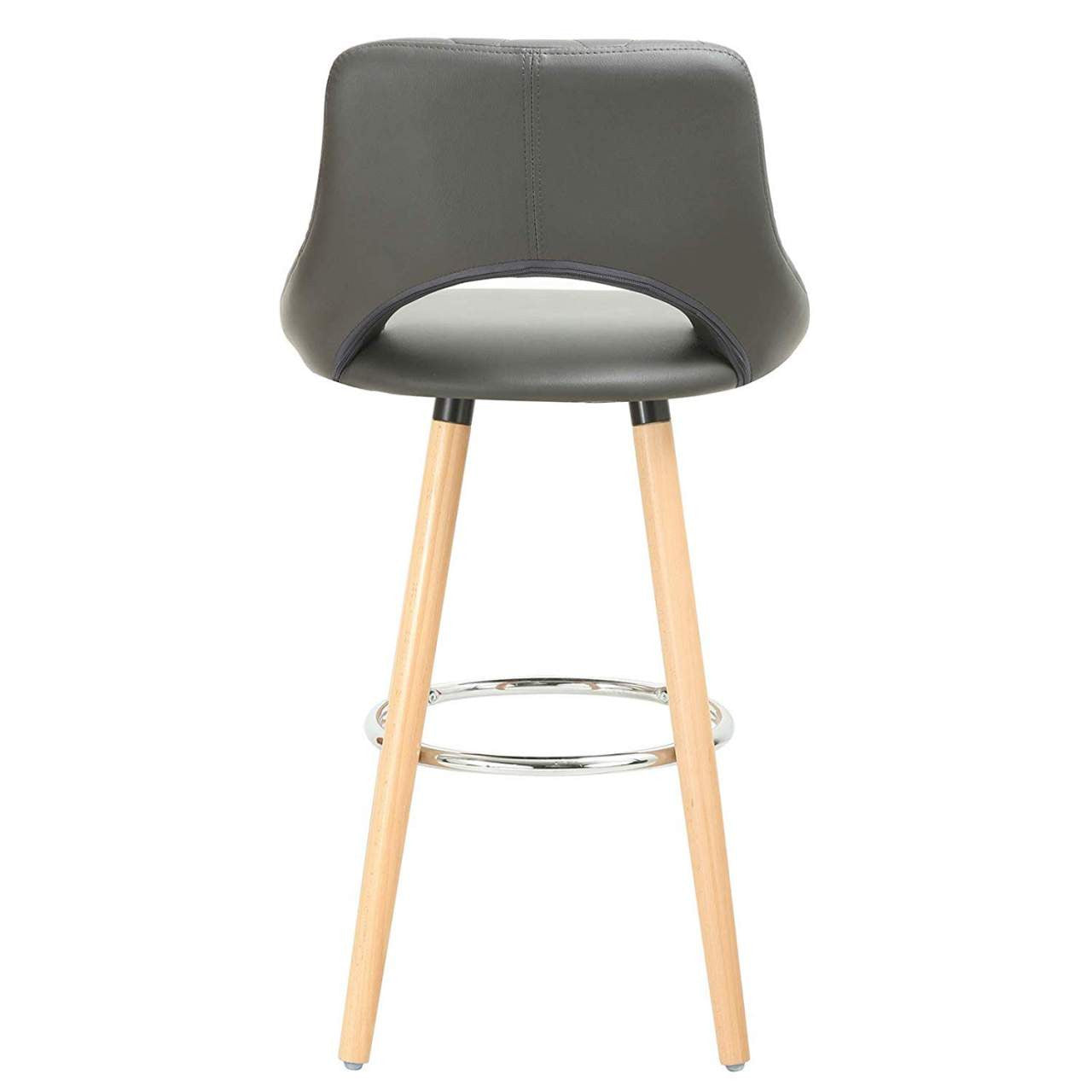 24goodz Bar Stool with Backrest and Footrest - Ergonomic Comfort - Durable Faux Leather - For Home and Commercial Use - Grey