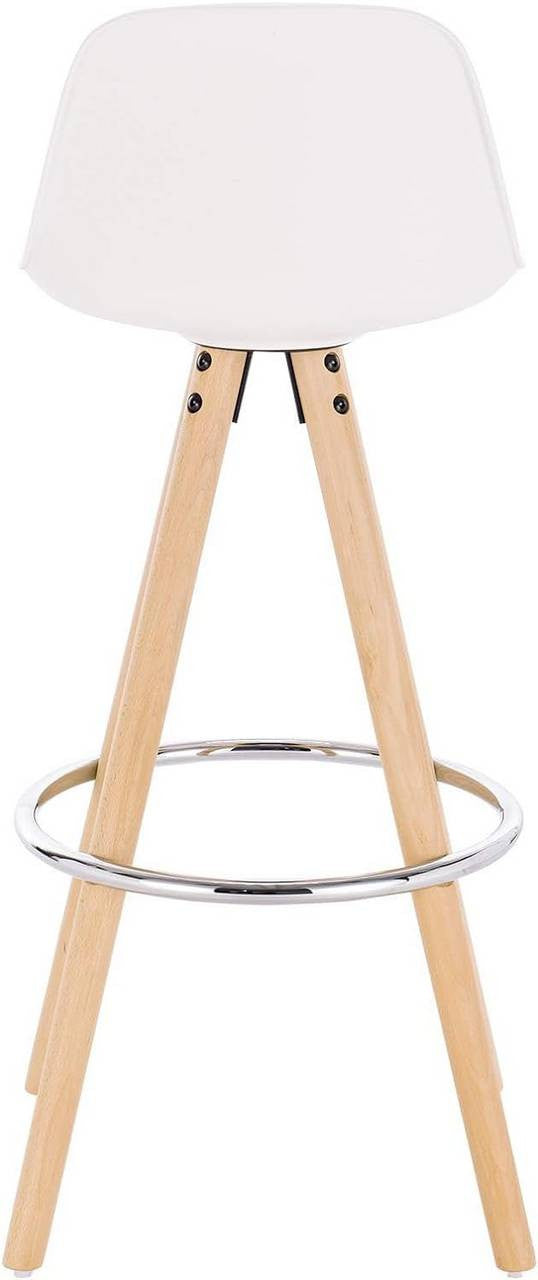 24goodz Bar Stool - Ergonomic Design - Durable and Stylish - Faux Leather and Solid Wood - Grey/White - grw