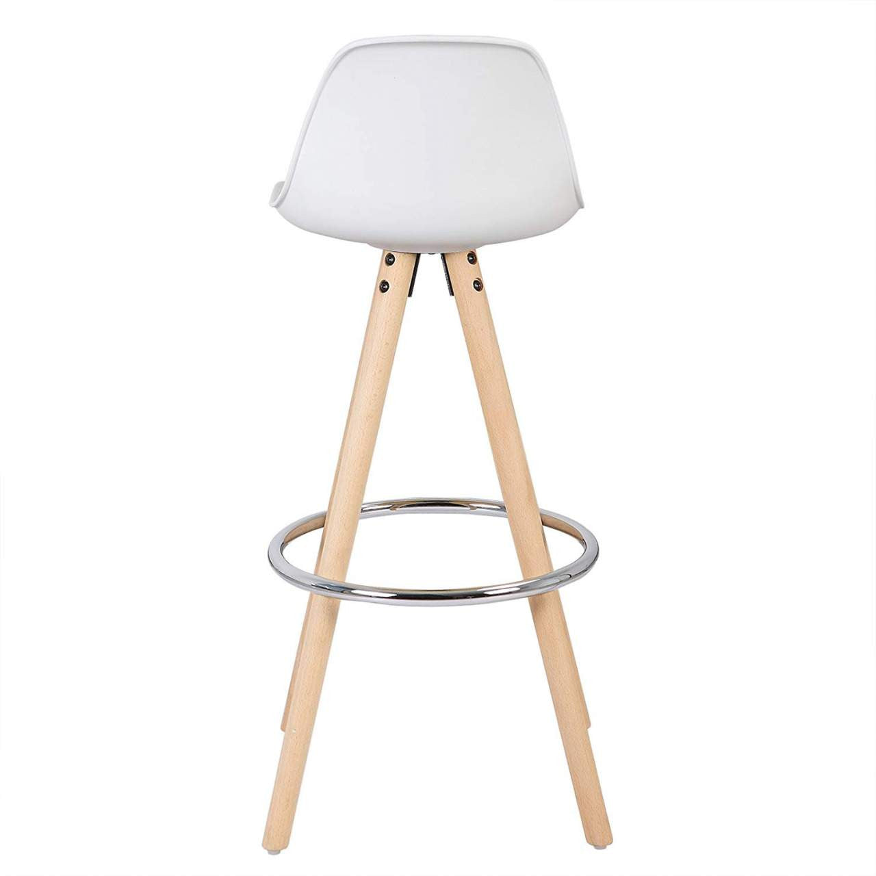 24goodz Bar Stool - Ergonomic Design - Durable and Stylish - Faux Leather and Solid Wood - White - ws