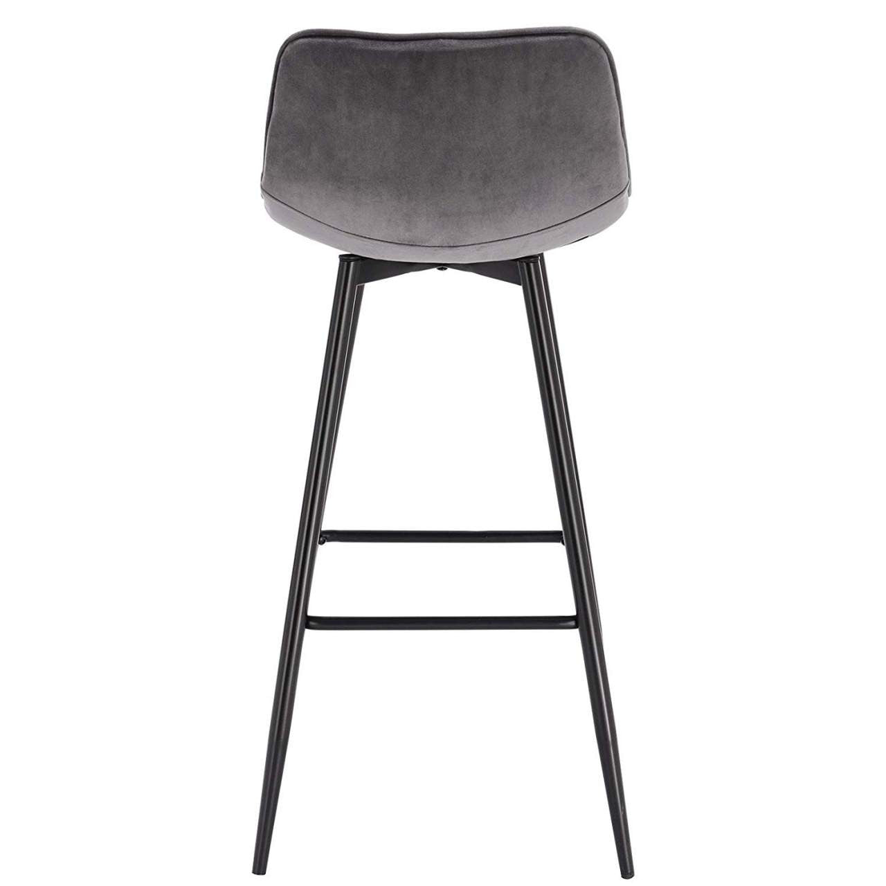24goodz Velvet Bar Stool - Comfortable & Ergonomic - Sturdy and Robust - Velvet + Metal - Dark Grey - dgr