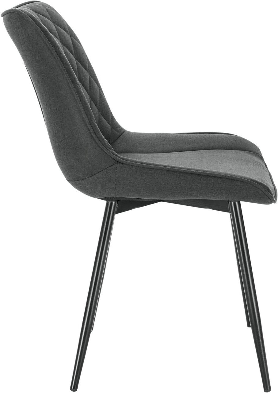 24goodz Set of 2 Dining Chairs - Ergonomic Comfort - Durable Fabric Upholstery - Metal - For Home Use - Anthracite