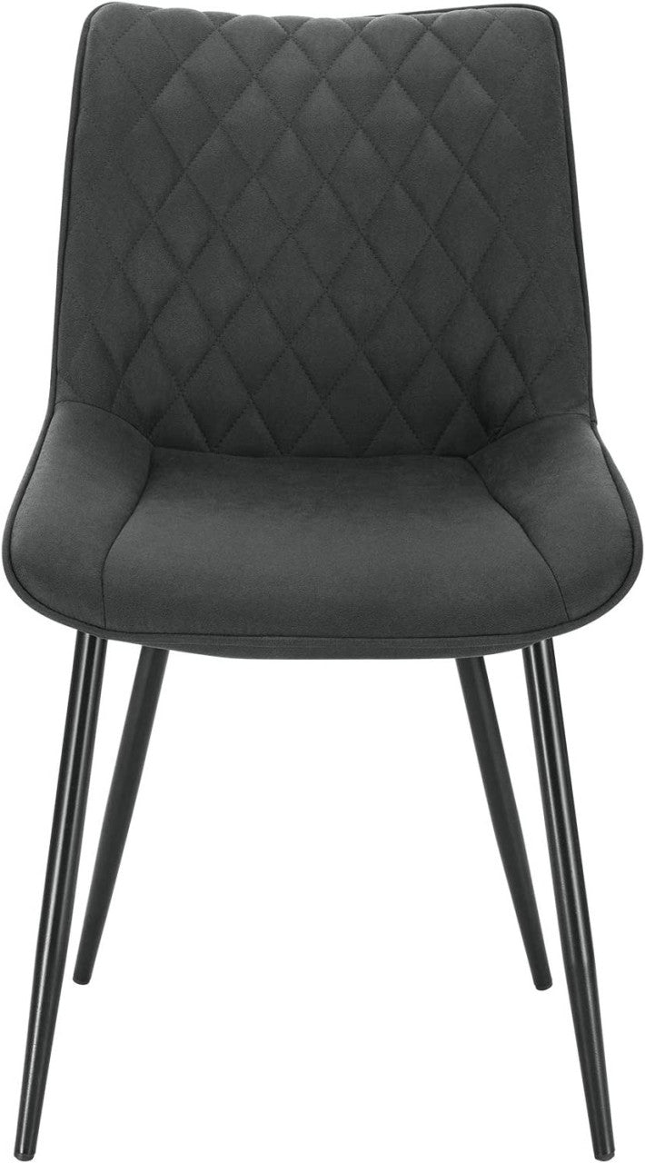 24goodz Set of 2 Dining Chairs - Ergonomic Comfort - Durable Fabric Upholstery - Metal - For Home Use - Anthracite