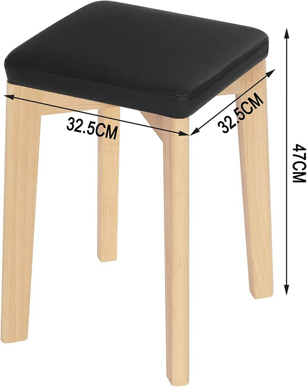 24goodz Solid Wood Dining Chair Set - Sturdy and Stable Design - Beech Wood and PU - For Home Use - Wood Grain Black - sz
