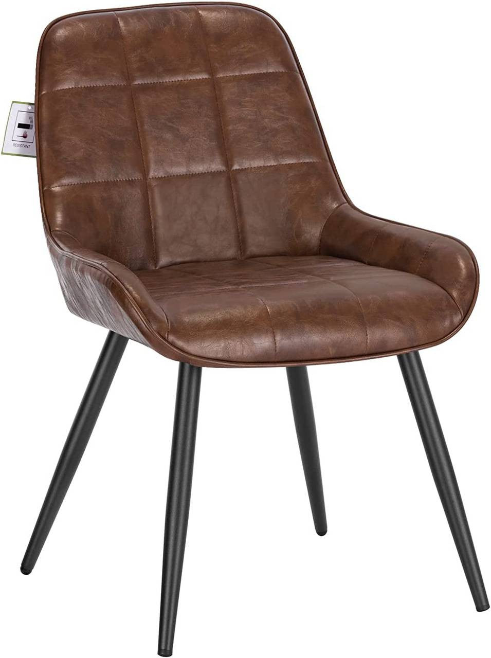 24goodz Set of 2 Dining Chairs - Ergonomic Comfort - Durable Faux Leather - For Home & Office - Brown