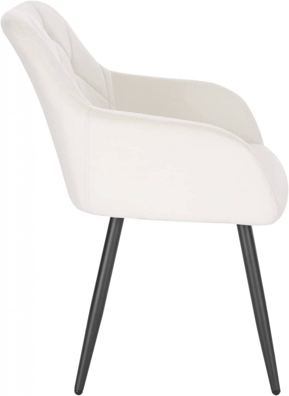 24goodz Ergonomic Dining Chairs with Armrests - Comfortable Velvet Upholstery - Sturdy Metal Legs - For Home Use - Cream White - cm