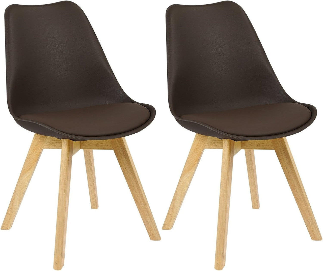 24goodz Dining Chairs Set of 2 - Ergonomic Comfort - Durable Design - Solid Wood - For Dining Room and Living Room - Brown