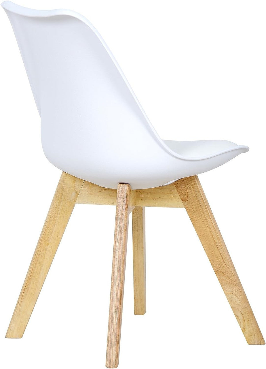 24goodz Dining Chairs Set of 2 - Ergonomic Comfort - Durable and Stable - PP and Solid Wood - White - ws
