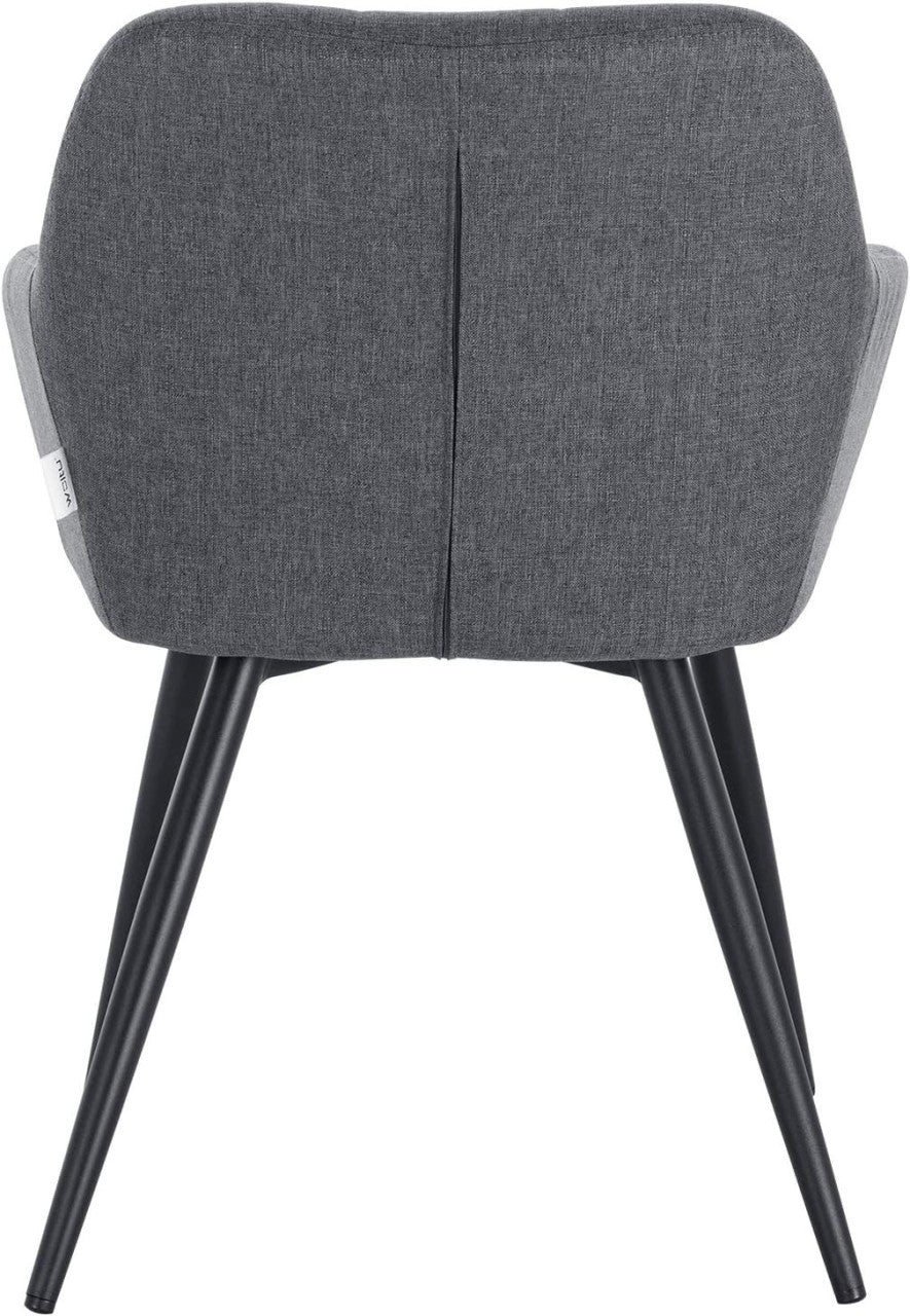24goodz Dining Chair Set of 2 with Armrests - Ergonomic Comfort - Sturdy Metal Frame - Linen - For Home & Office - Dark Grey - dgr