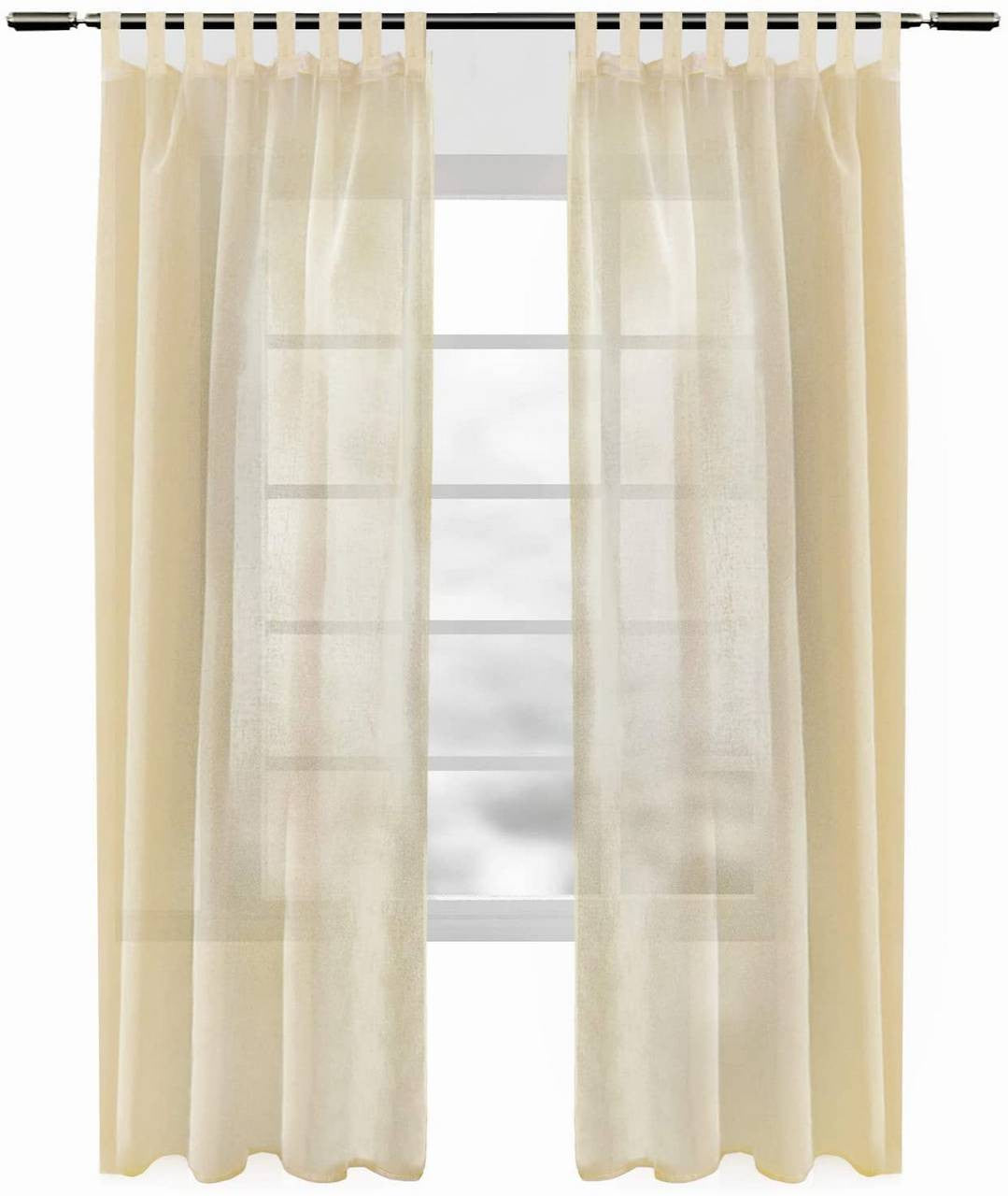 24goodz Set of 2 Curtains with Loop - Elegant Linen Look - 100% Polyester - For All Rooms - Sand 140x245 cm - sd