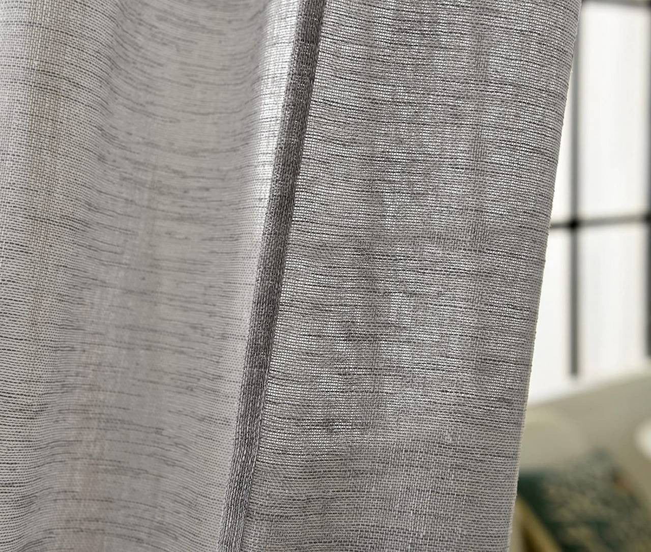 24goodz Set of 2 Curtains with Loop - Elegant Linen Look - 100% Polyester - For Every Room - Dark Grey 140x225 cm - dgr