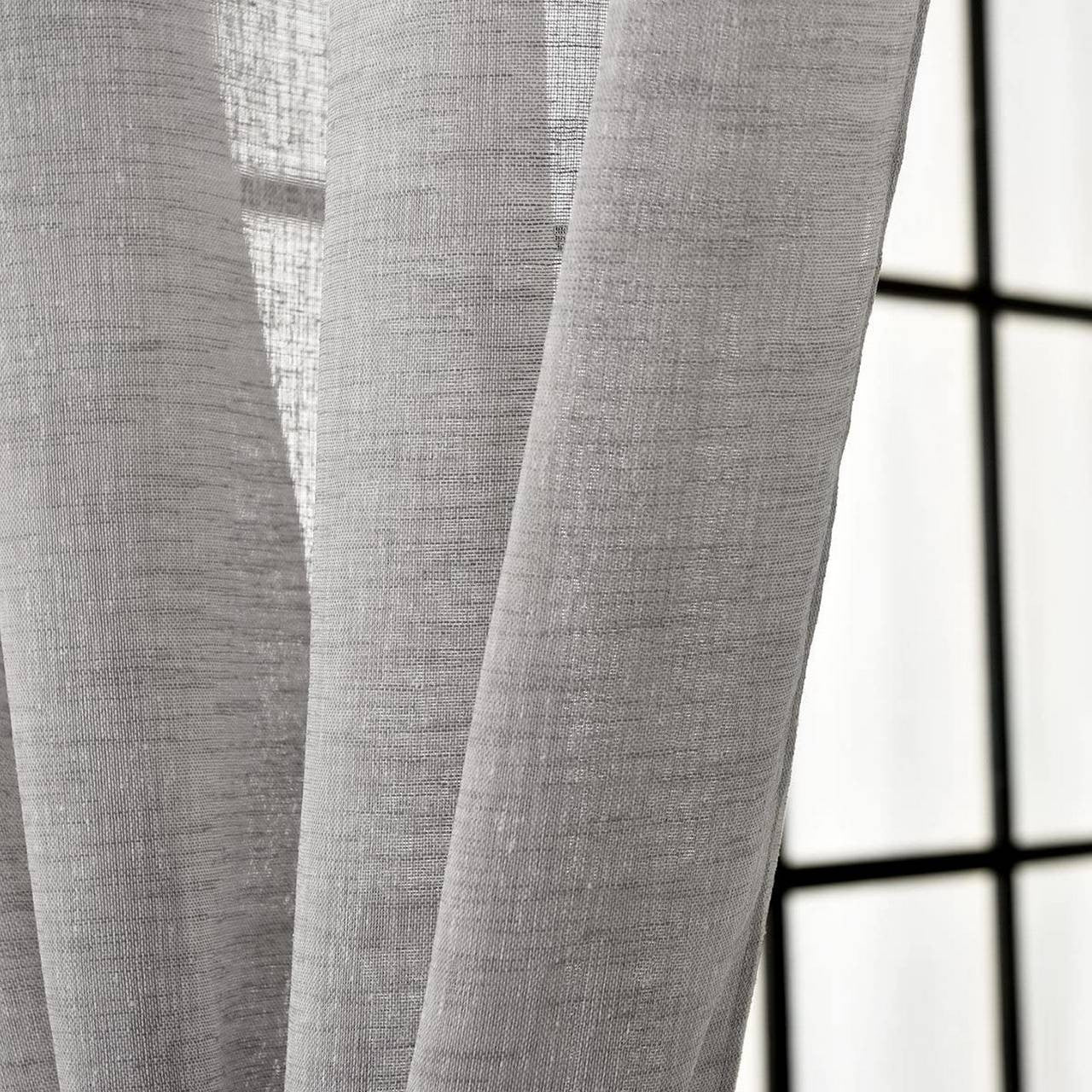 24goodz Set of 2 Curtains with Loop Design - Elegant Linen Look - 100% Polyester - For Living Room and Bedroom - Light Grey 140x245 cm - hgr