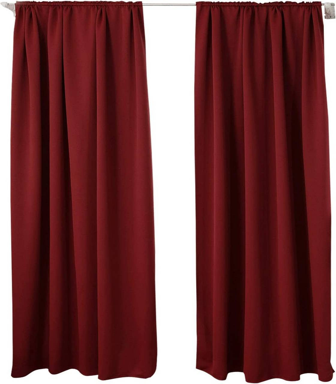 24goodz Blackout Curtains 250g/m² with Ruffle Tape - Energy Saving - Sound Absorbing - 100% Polyester - For Home and Office - Bordeaux 135x245 cm - bd