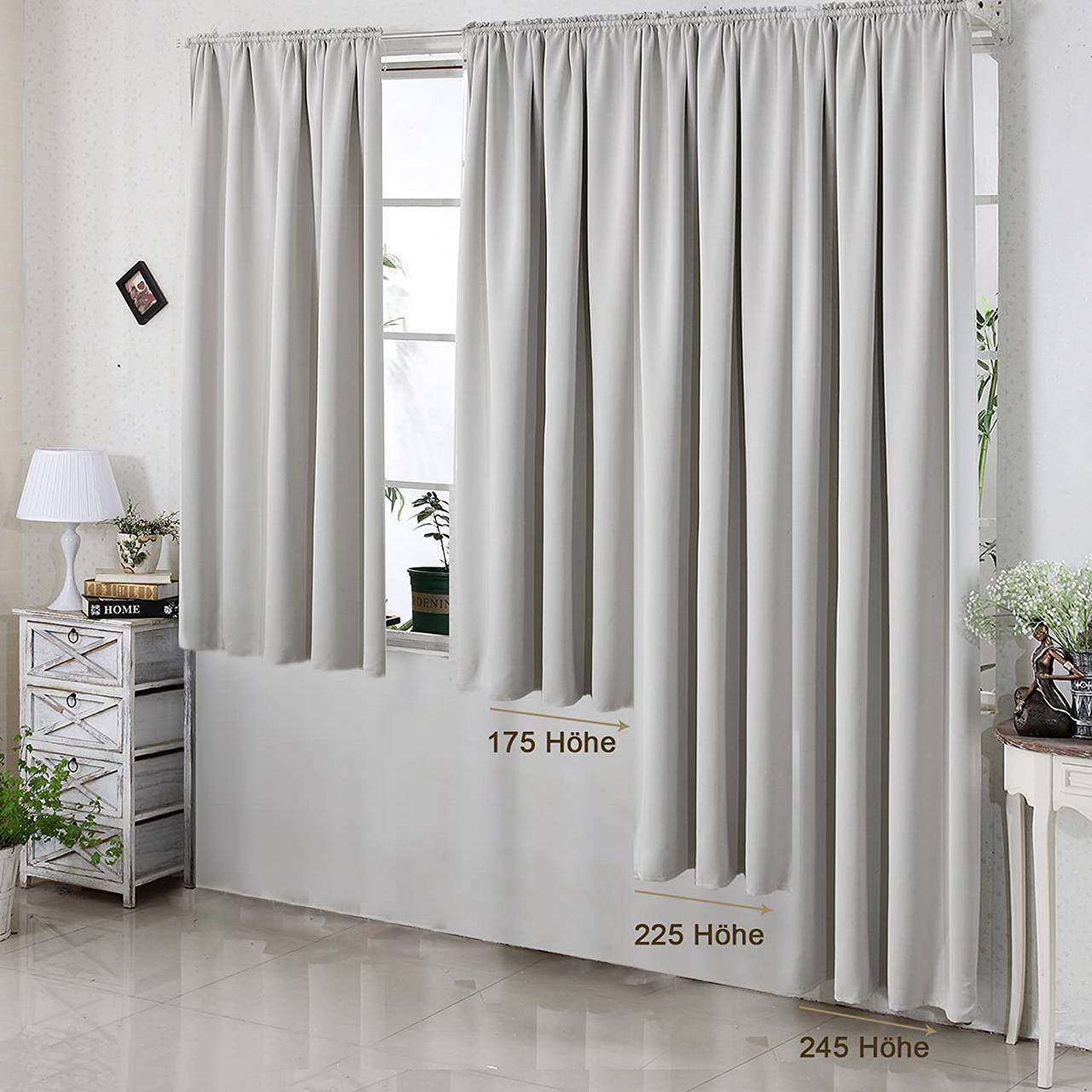 24goodz Blackout Curtains with Ruffle Tape - Durable and Stylish - 100% Polyester - For Home and Office - Black 135x175 cm - sz