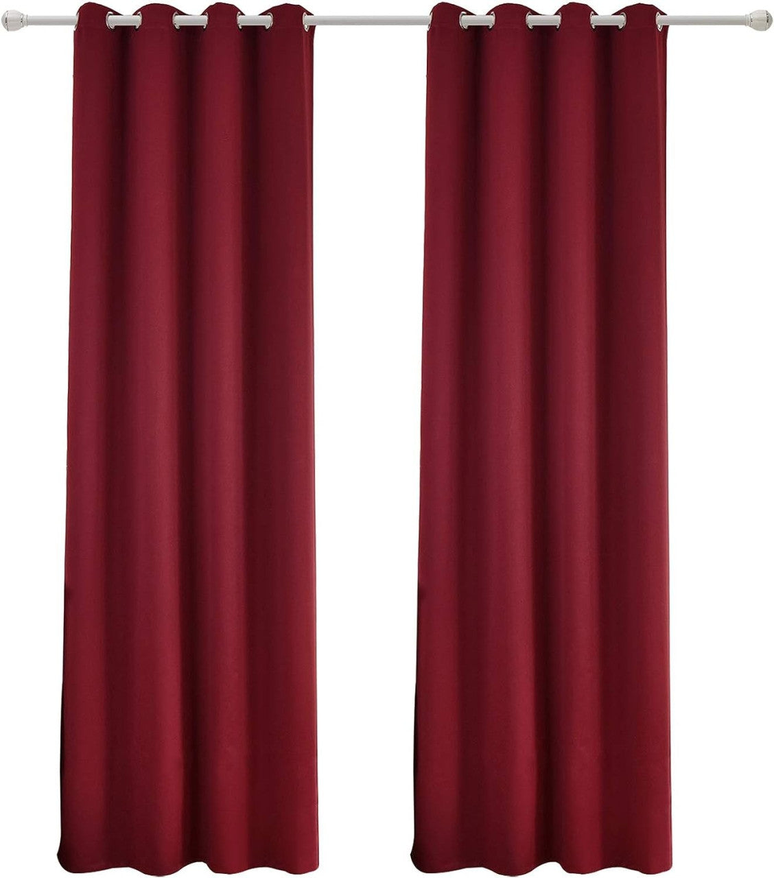 24goodz Set of 2 Eyelet Curtains - Lightweight and Soft - Energy Saving and Soundproof - 100% Polyester - Bordeaux - 135x225 cm - bd