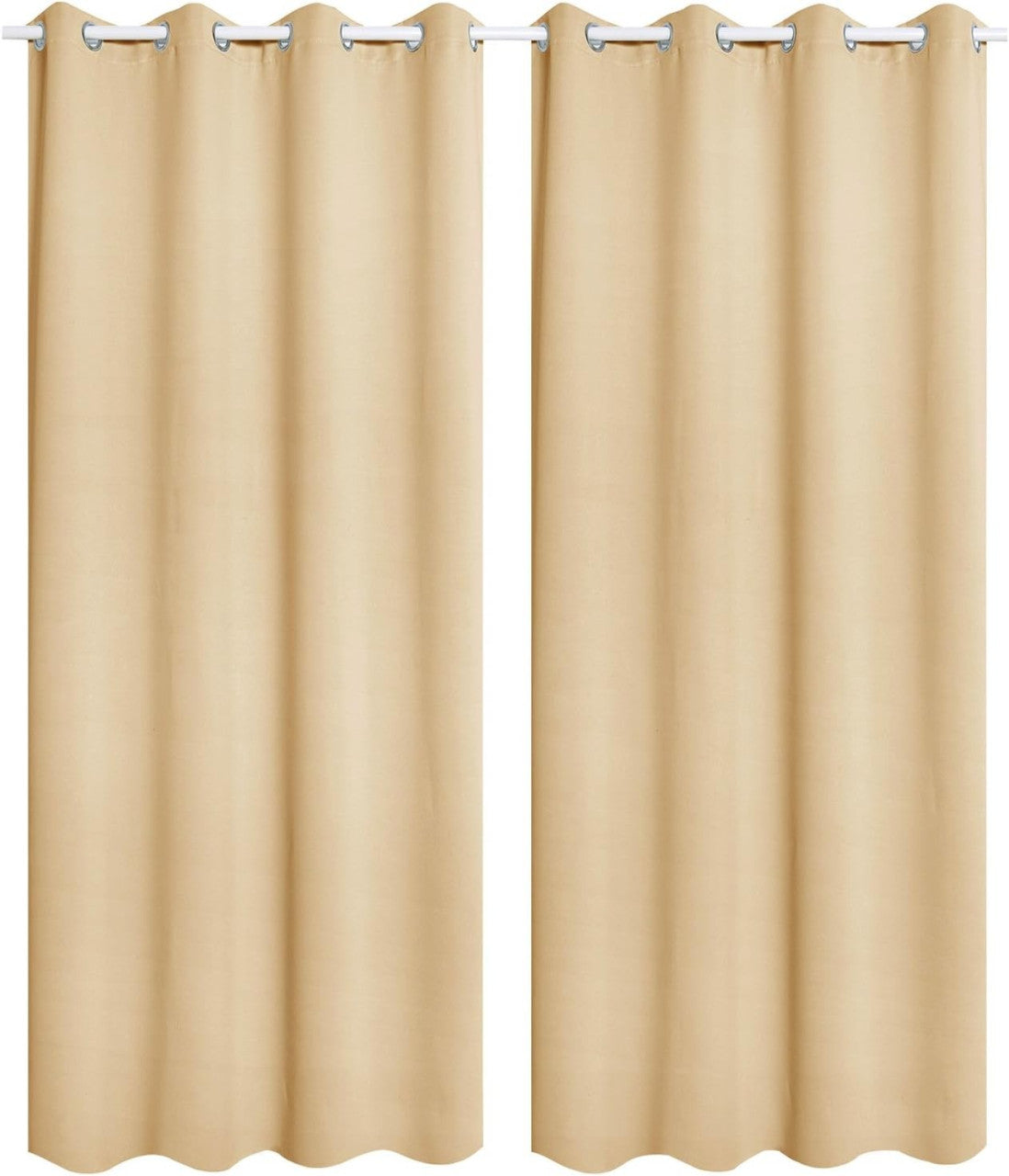 24goodz Set of 2 Eyelet Curtains - Lightweight & Energy Saving - 100% Polyester - For Home & Office - Champagne 135x225 cm - cp
