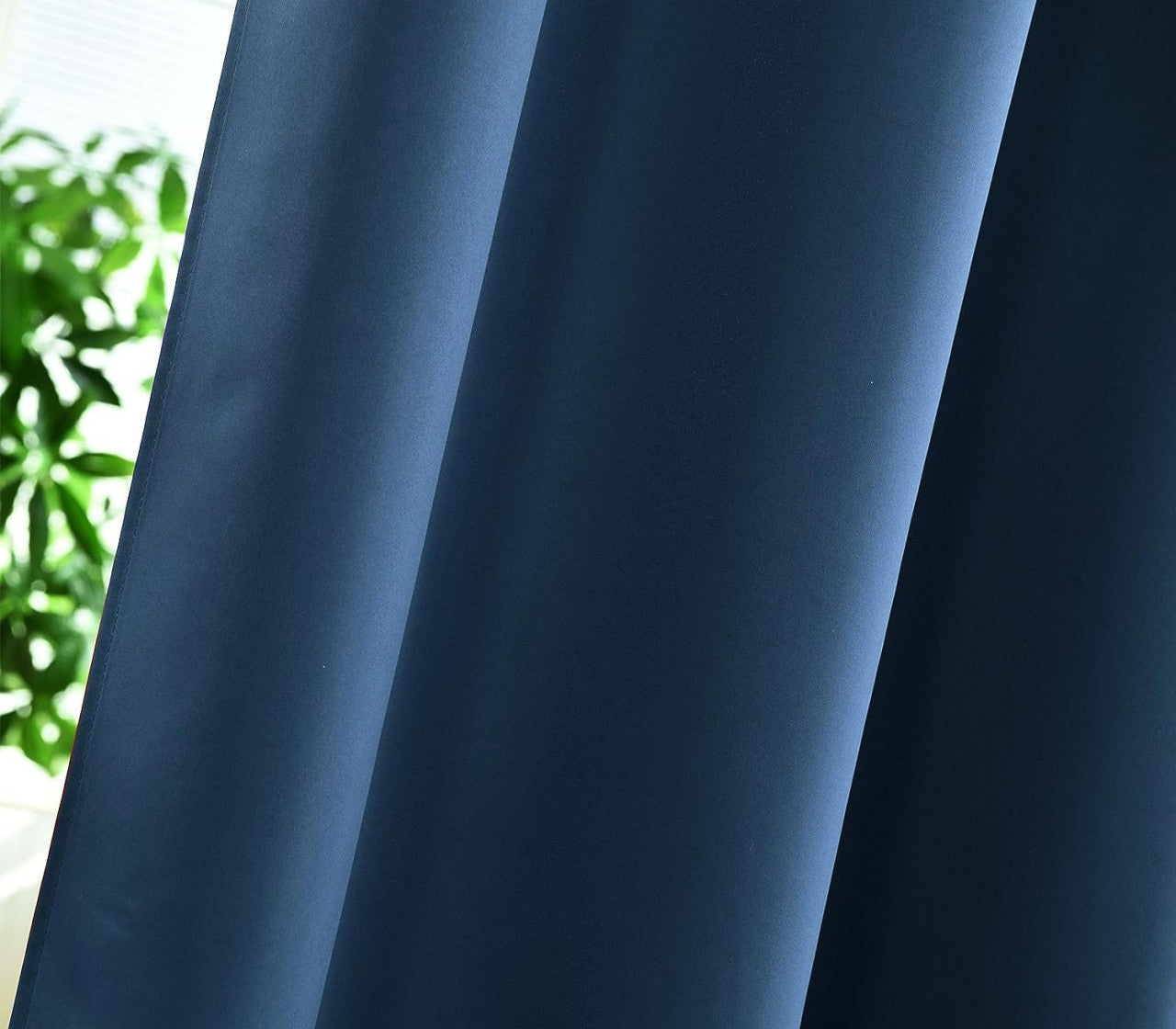 24goodz Set of 2 Eyelet Curtains - Lightweight & Energy-Saving - 100% Polyester - For Home & Office - Dark Blue 135x225 cm - dbl