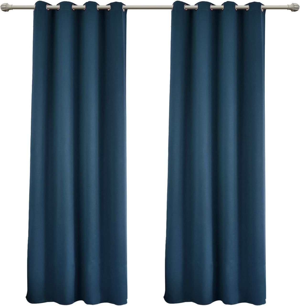 24goodz Set of 2 Eyelet Curtains - Lightweight & Energy-Saving - 100% Polyester - For Home & Office - Dark Blue 135x225 cm - dbl