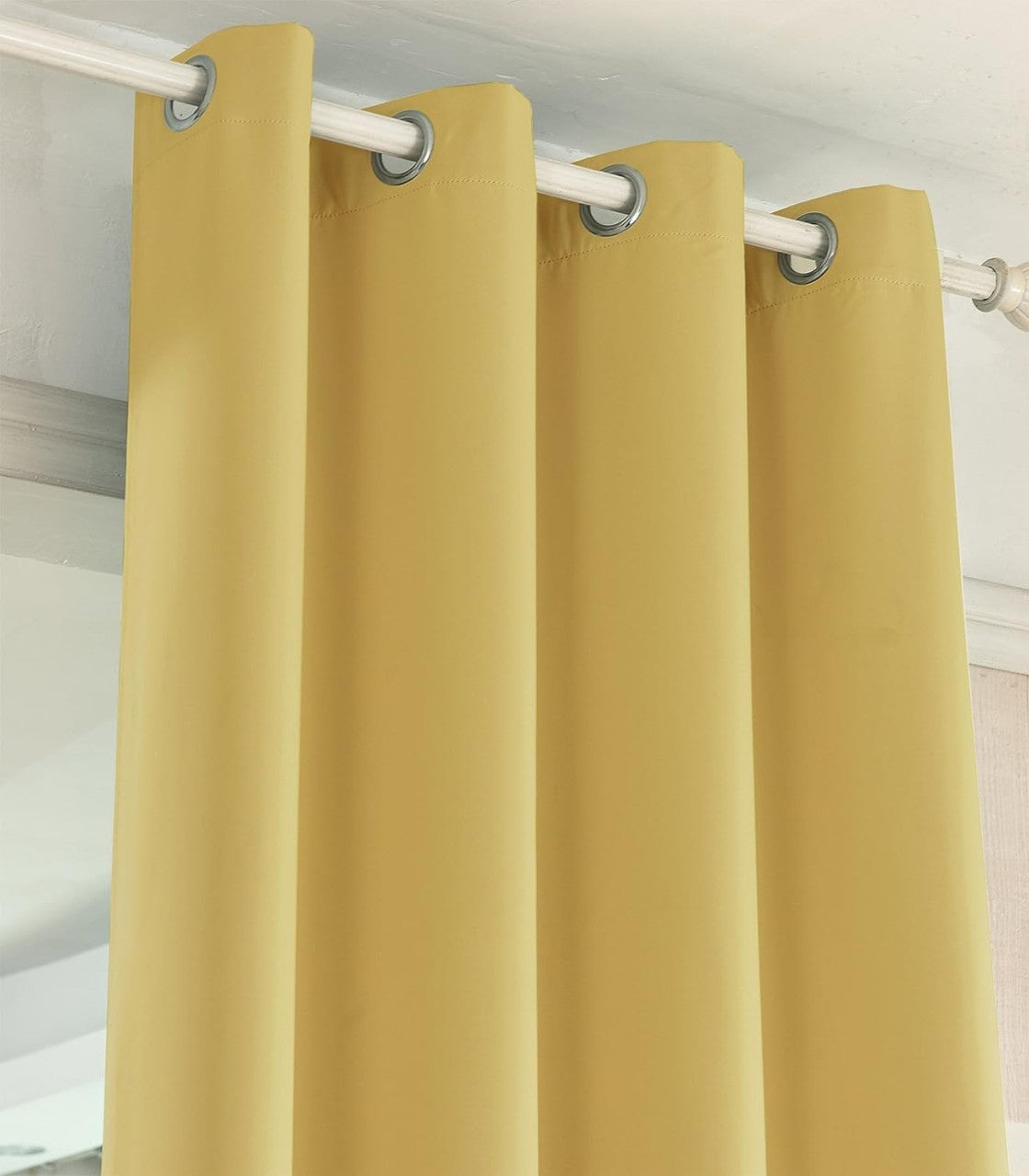 24goodz Set of 2 Eyelet Curtains - Lightweight and Soft - Energy-saving and Soundproof - 100% Polyester - Yellow - 135x225 cm - gb