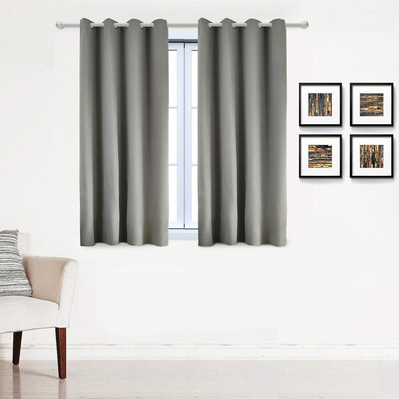 24goodz Set of 2 Eyelet Curtains - Lightweight and Stylish - 100% Polyester - For Home and Office - Dark Grey 135x175 cm - dgr