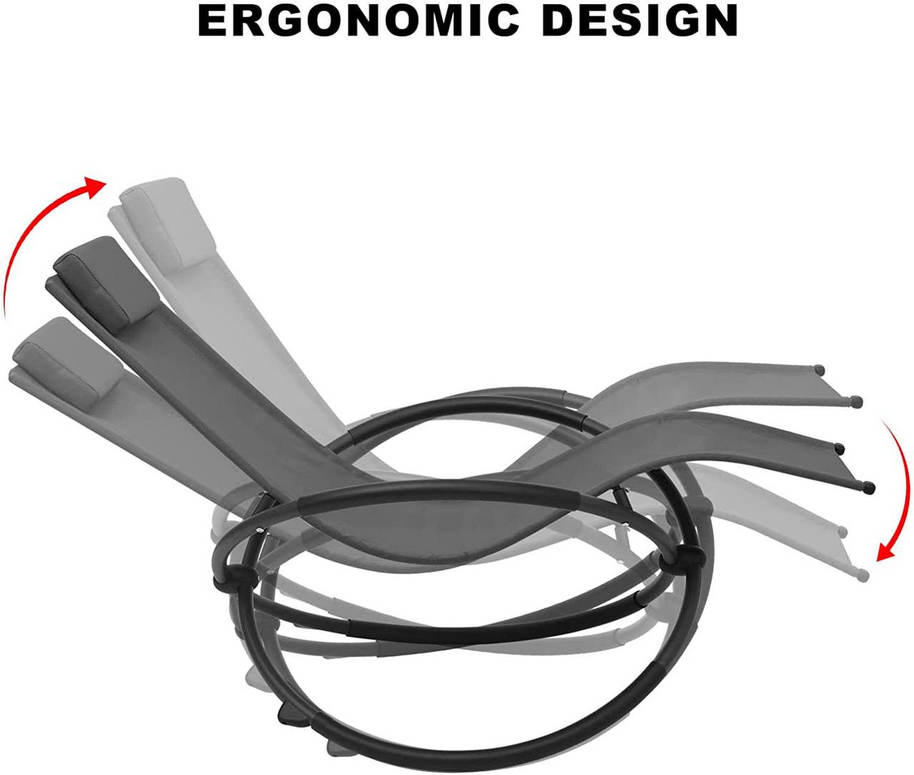 24goodz Set of 2 Garden Loungers - Rocking Comfort - Foldable - Textilene Fabric - For Outdoor Relaxation - Gray