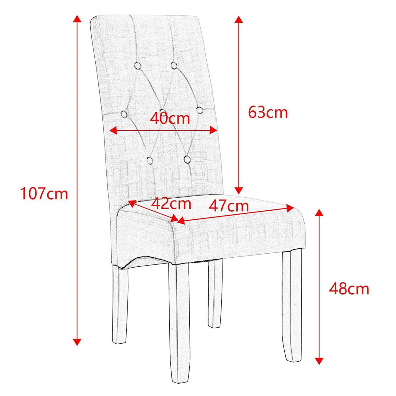 24goodz Upholstered Dining Chair Set of 2 - Ergonomic High Back Support - Solid Wood - For Dining Rooms - Dark Grey - dgr