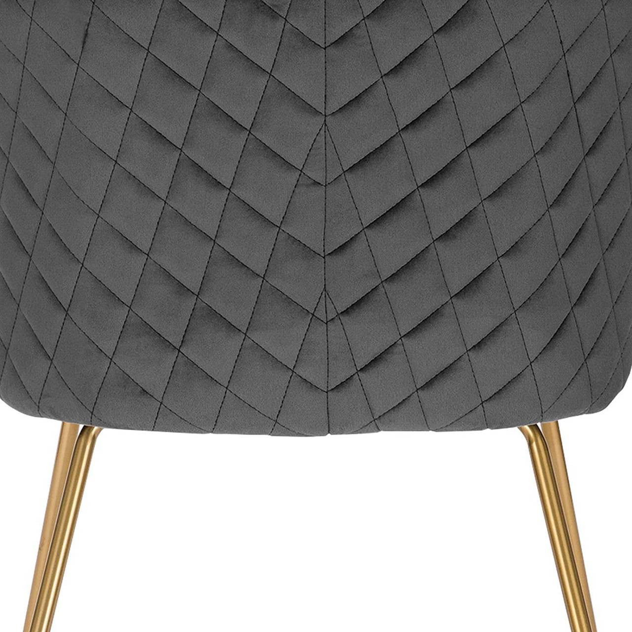 24goodz Set of 2 Dining Chairs with Armrests - Aesthetic & Ergonomic Design - Durable Metal Construction - Velvet - For Home & Office - Dark Grey - dgr