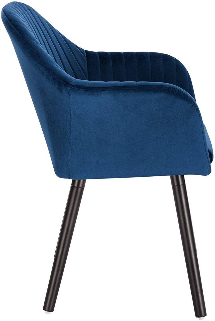 24goodz Upholstered Dining Chairs with Armrests - Ergonomic Support - Durable Velvet and Solid Wood - For Home Use - Blue