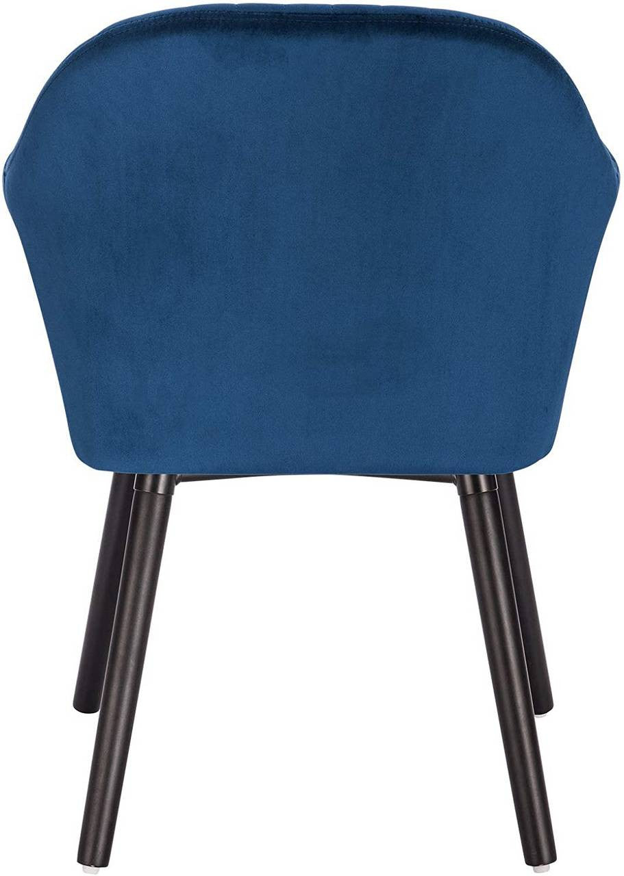 24goodz Upholstered Dining Chairs with Armrests - Ergonomic Support - Durable Velvet and Solid Wood - For Home Use - Blue