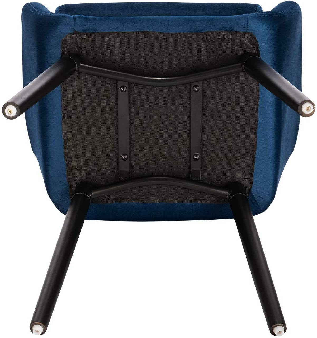 24goodz Upholstered Dining Chairs with Armrests - Ergonomic Support - Durable Velvet and Solid Wood - For Home Use - Blue