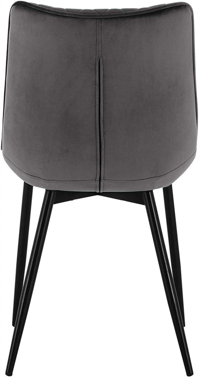24goodz Set of 2 Dining Chairs - Ergonomic Comfort - Durable Velvet Upholstery - Dark Grey - dgr